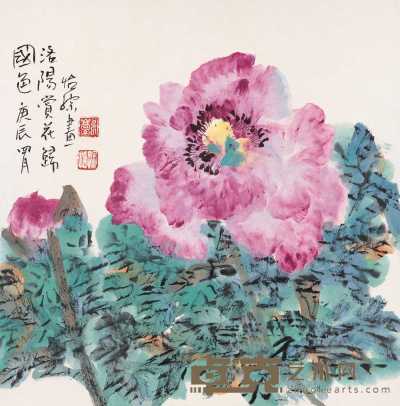 郭怡孮 庚辰（2000年）作 国色 镜心 34×34cm